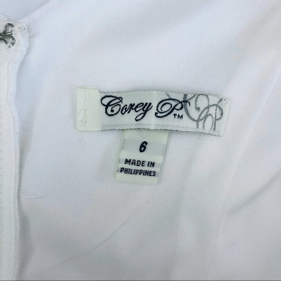 Y2K Corey P Early 2000s Sleeveless Textured White Ivory Cocktail Party Dress - Picture 8 of 9